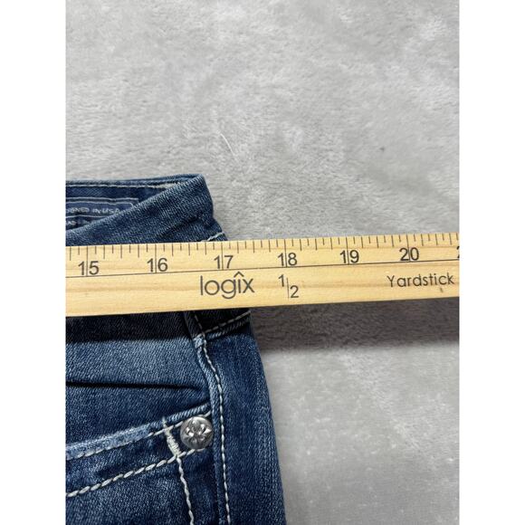 Miss Me Jeans Womens 30 Medium Wash Blue Denim Signature Crop Embellished Pocket - Picture 11 of 14